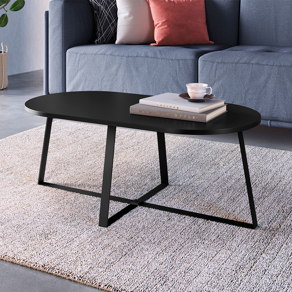 Mesa Centro Oval Complementos Preta 90 cm