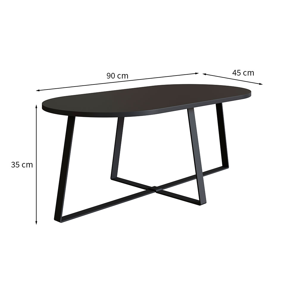 Mesa Centro Oval Complementos Preta 90 cm
