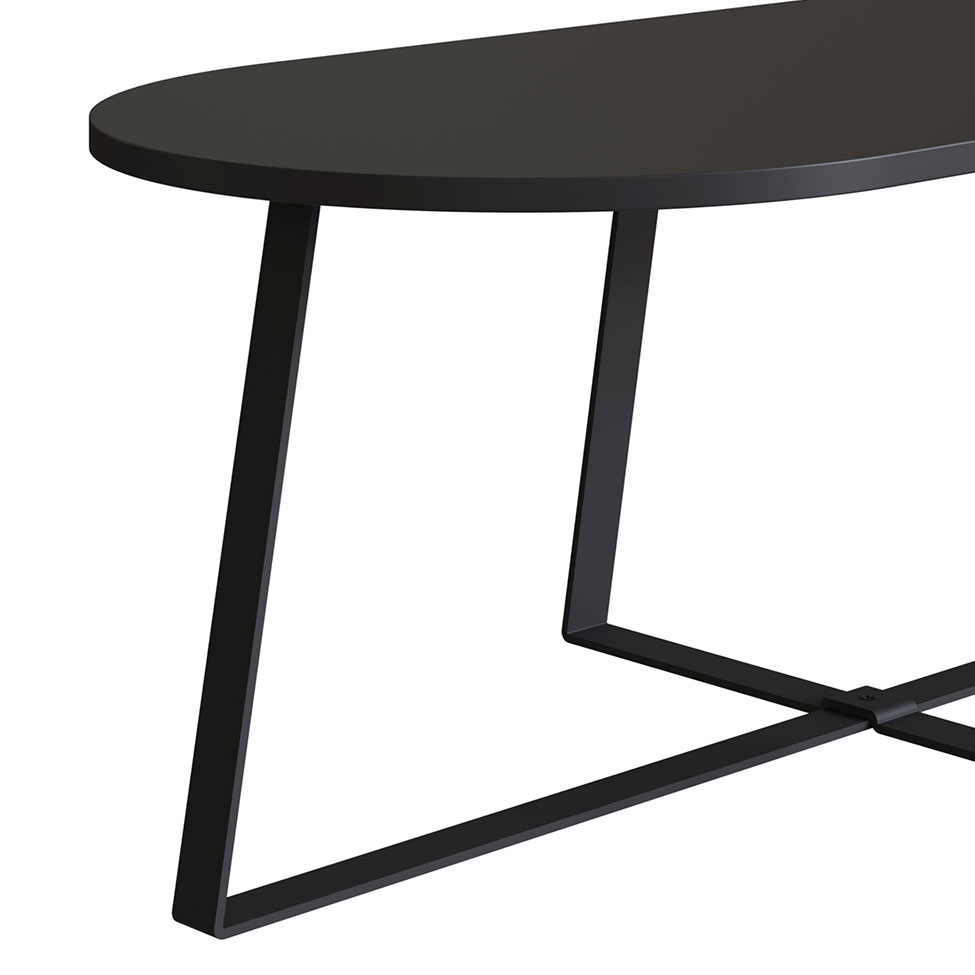 Mesa Centro Oval Complementos Preta 90 cm