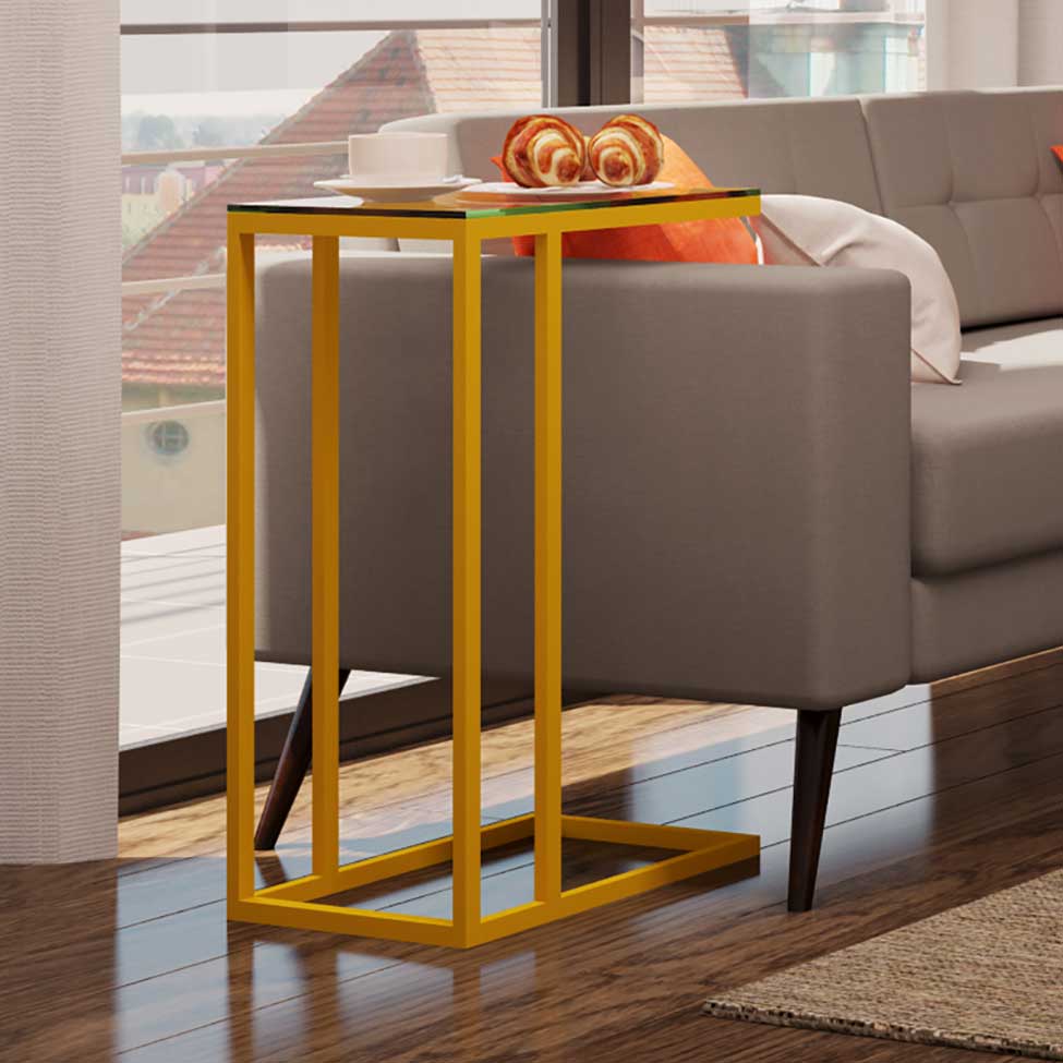 Mesa Lateral Encaixe Elena Amarela