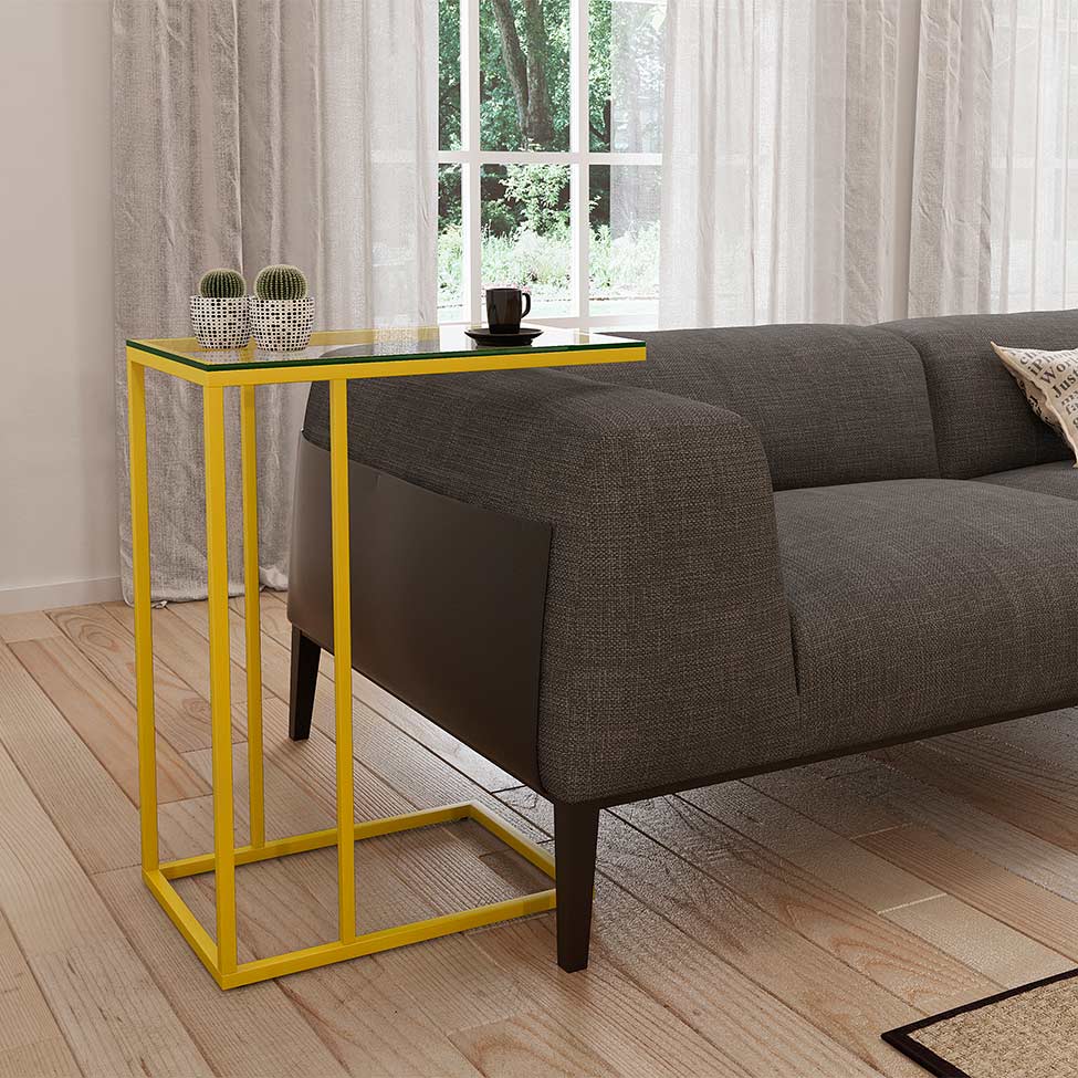 Mesa Lateral Encaixe Elena Amarela