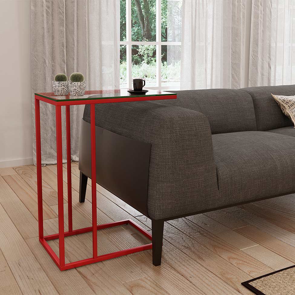 Mesa Lateral Encaixe Elena Vermelha