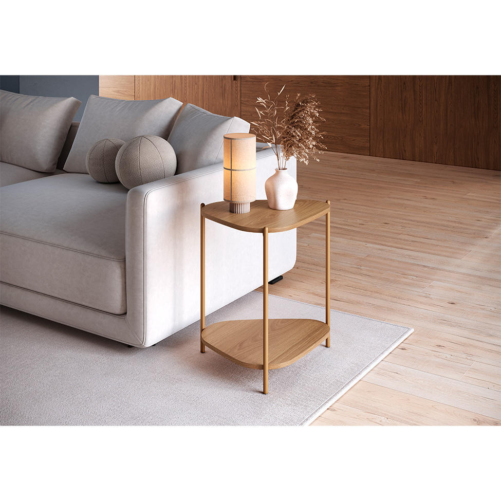 Mesa Lateral Orgânica Complementos Hanover e Dourada 44 cm