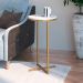 Mesa Lateral Redonda Volpi Branca e Dourada 56x30 cm