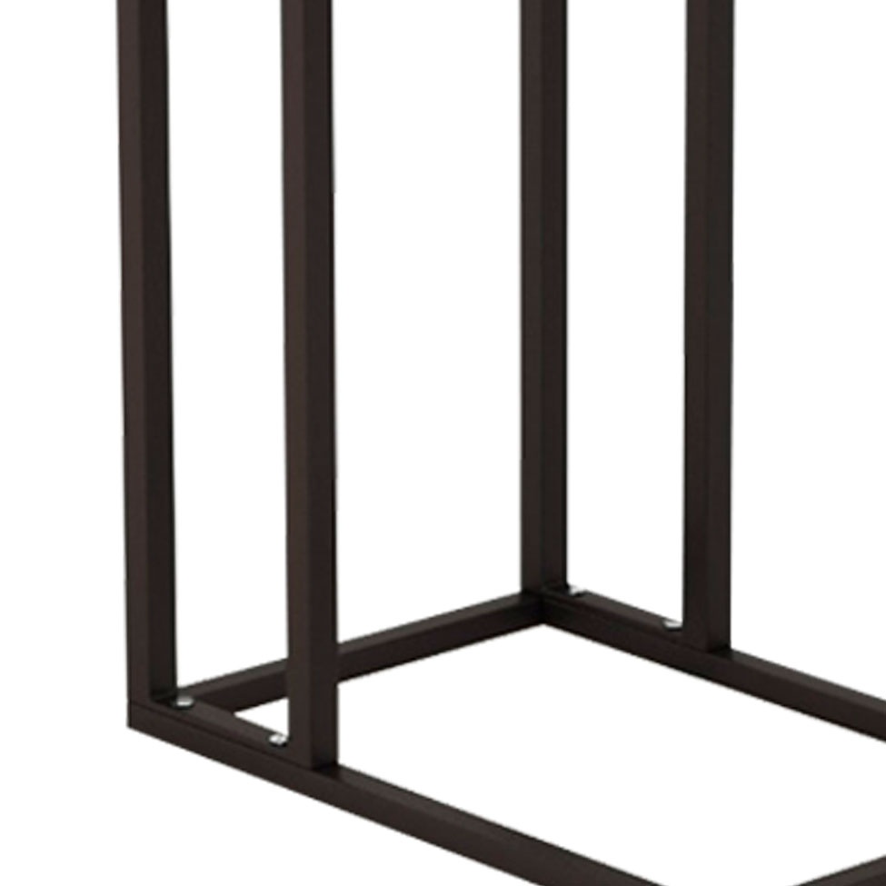 Mesa Lateral Retangular Elena Wood Marrom e Preta