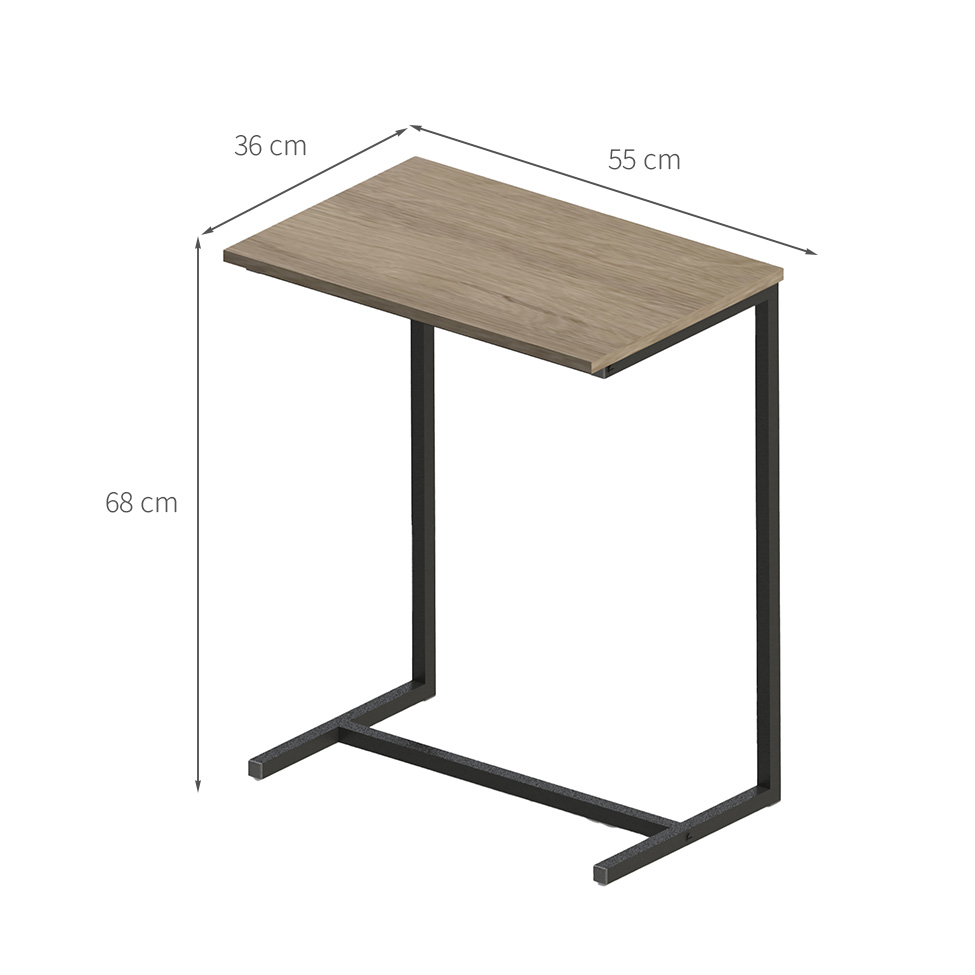 Mesa Lateral Retangular UrbnFlex Preta e Mel