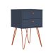 Mesa de Cabeceira Bled 2 Gavetas Azul e Cobre