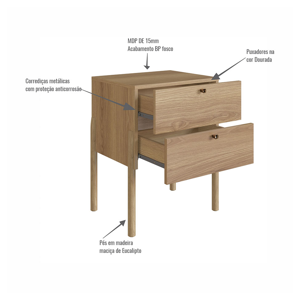 Mesa de Cabeceira Oslo 2 GV Hanover