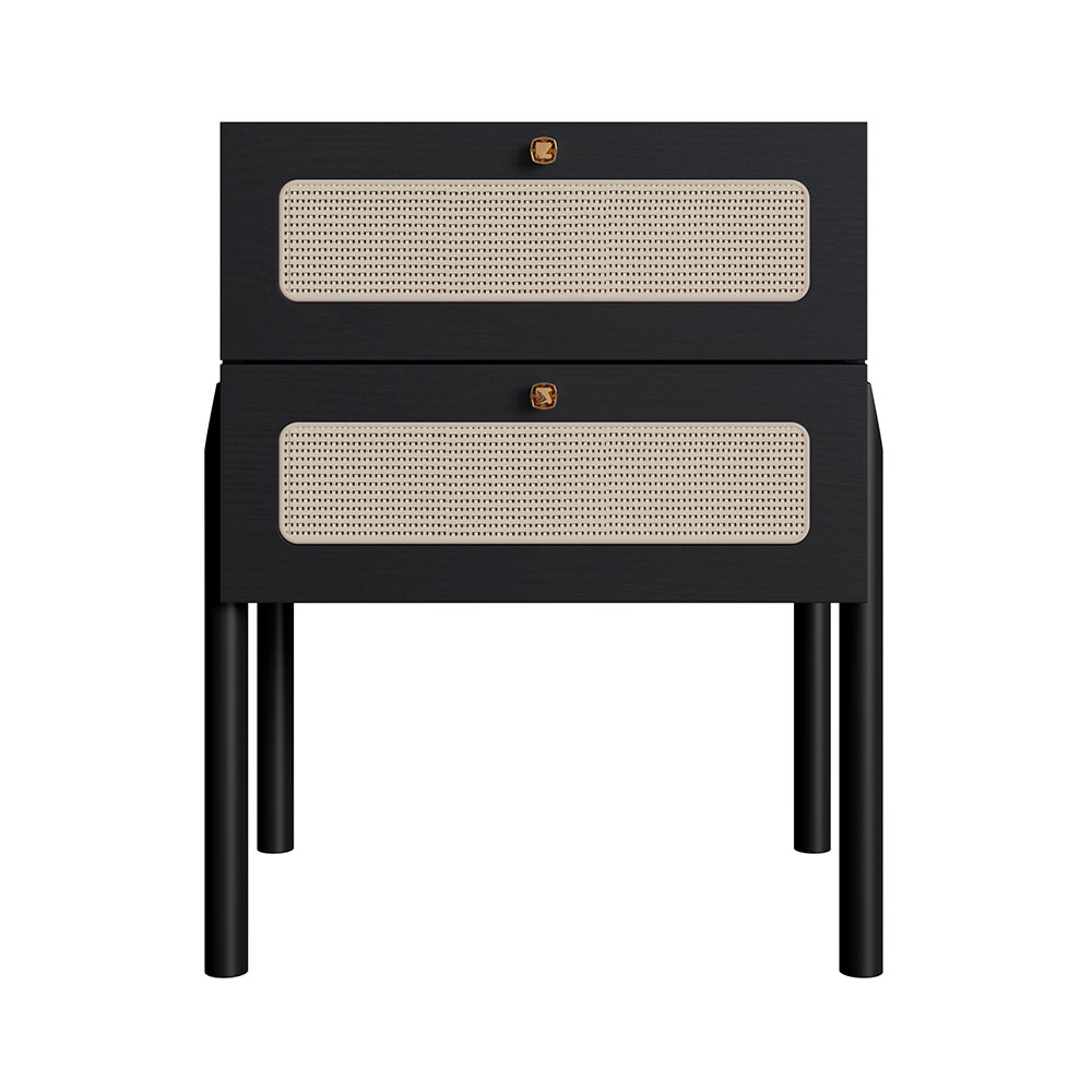 Mesa de Cabeceira Oslo 2 Gavetas Preta e Nero