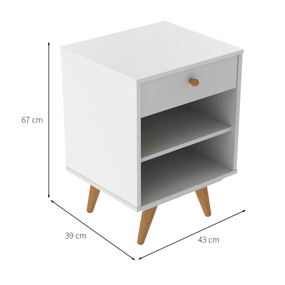 Mesa de Cabeceira Retrô Plus Branca Acetinado