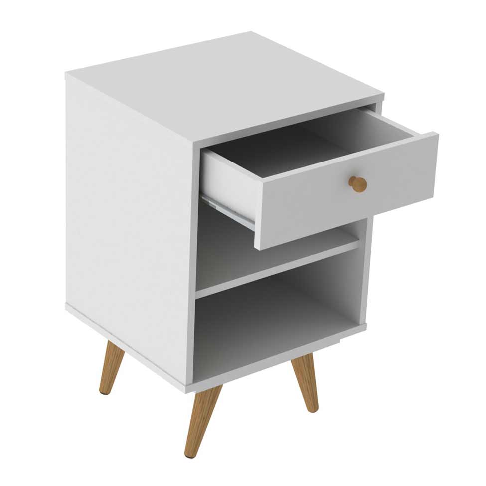 Mesa de Cabeceira Retrô Plus Branca Acetinado