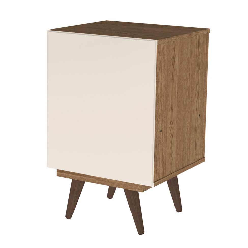 Mesa de Cabeceira Retrô Plus Rustik Carvalho Branca Acetinado