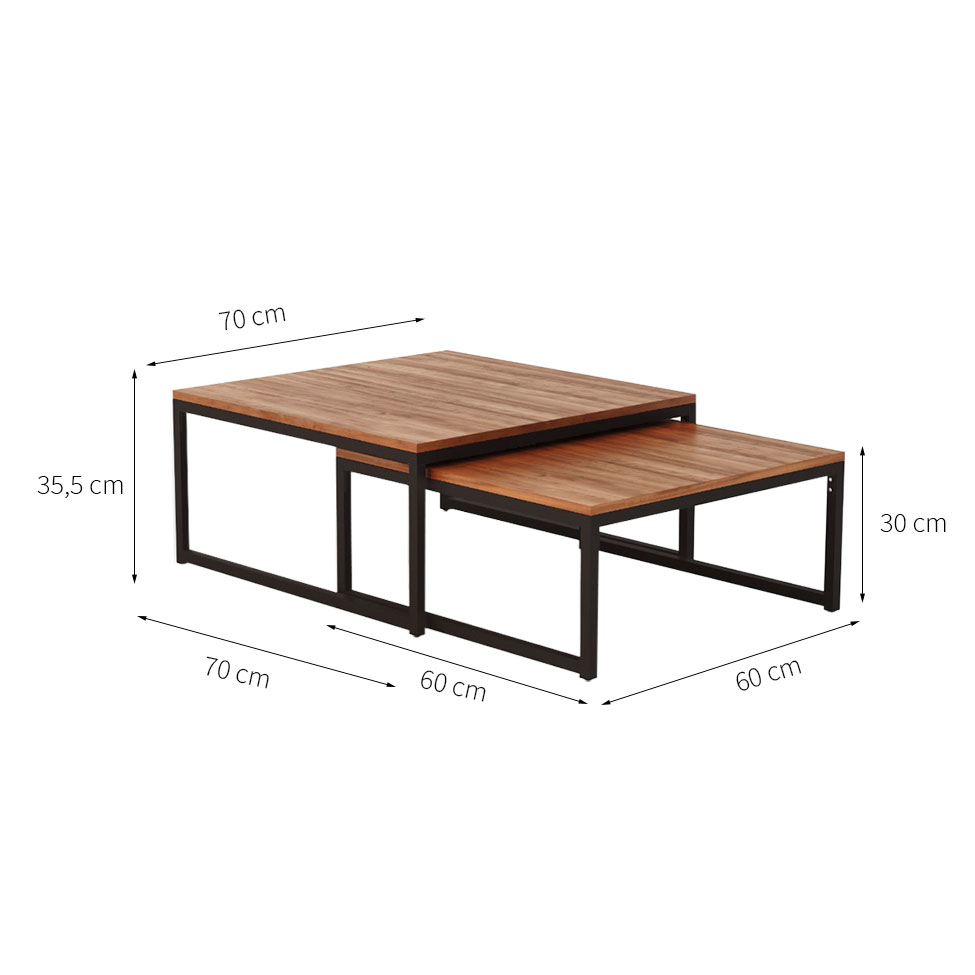 Mesa de Centro Quadrada Catarina Wood Marrom e Preta