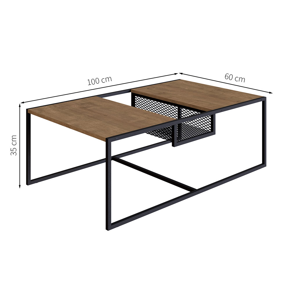 Mesa de Centro York Vermont e Preta 100 cm