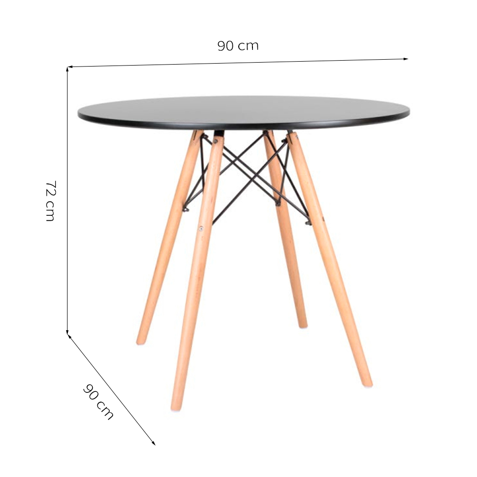 Mesa de Cozinha Redonda Well Preta 90 cm