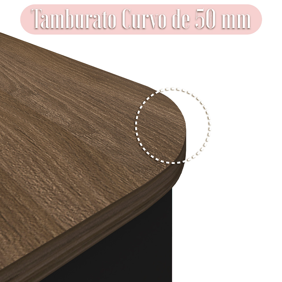 Mesa de Escritório Executiva 4 GV Lado Direito Marrom e Preta