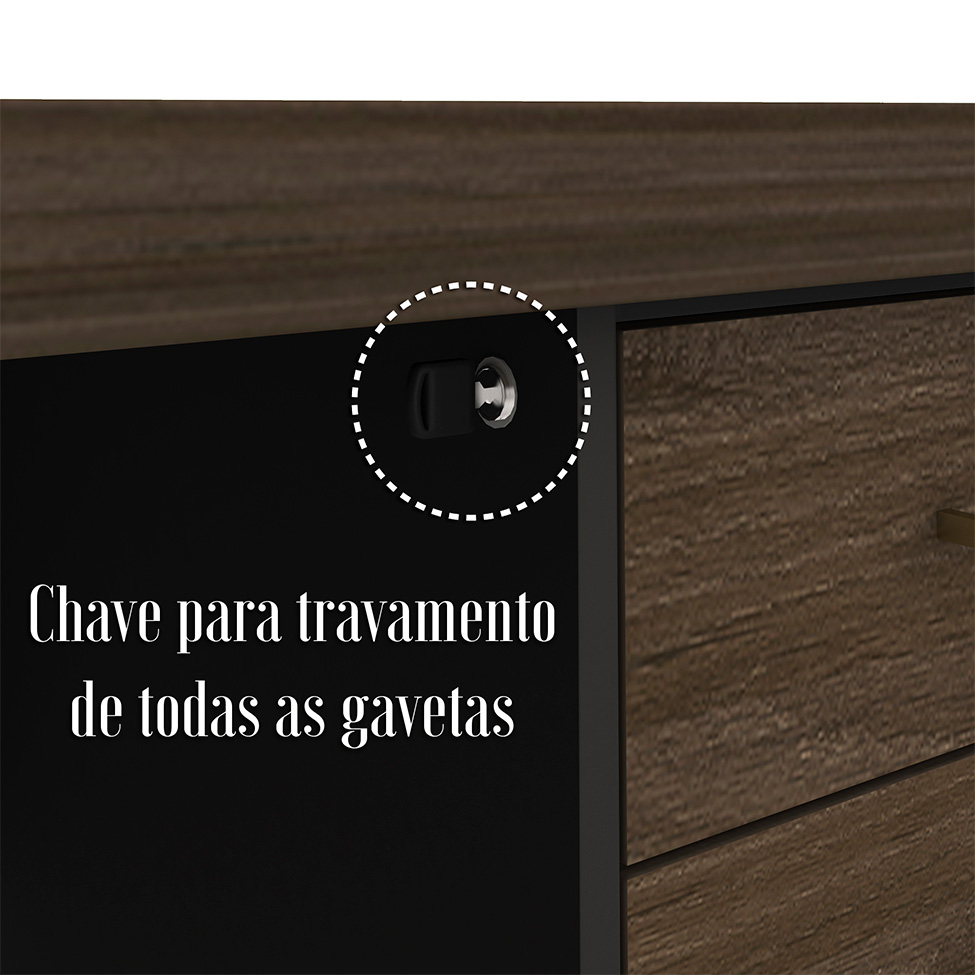 Mesa de Escritório Executiva 4 GV Lado Direito Marrom e Preta