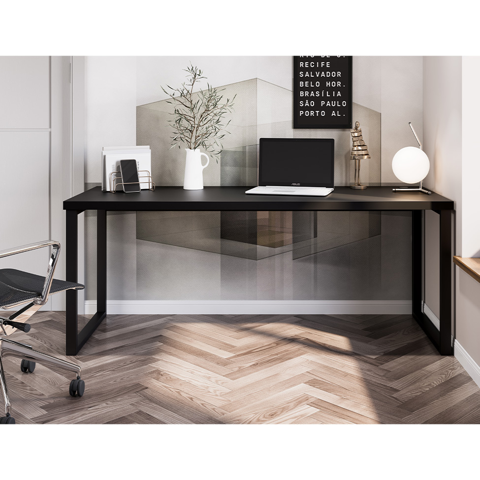 Mesa de Escritório Miguel Preta 190 cm