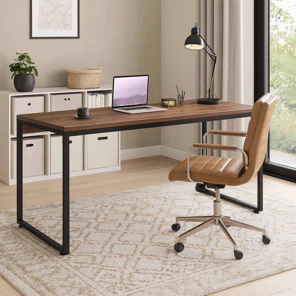 Mesa de Escritório Nikki Nogal e Preta