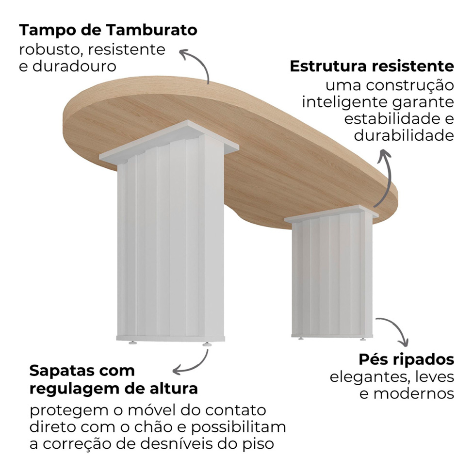 Mesa de Escritório Organic Carvalho e Branca