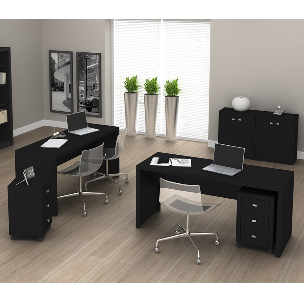Mesa de Escritório Retangular Franklin Preto