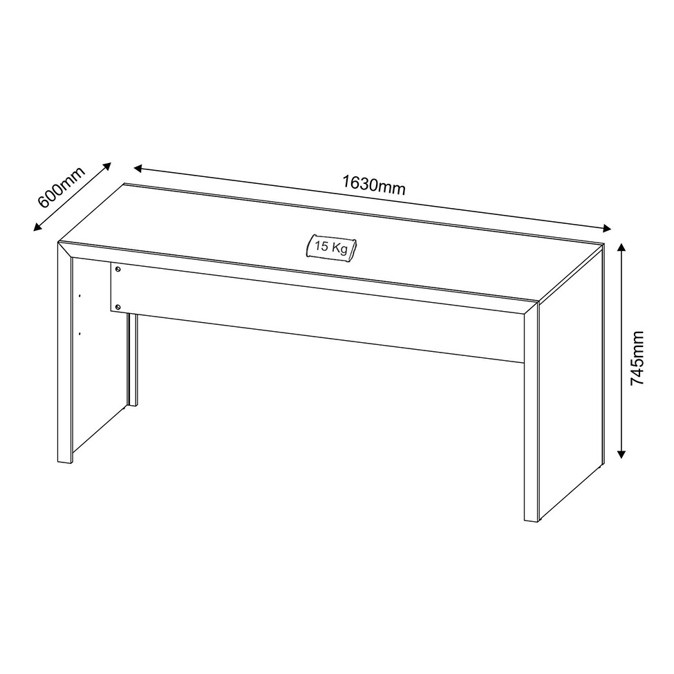 Mesa de Escritório Retangular Franklin Preto