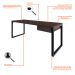 Mesa de Escritório Retangular Miguel 1 GV Marrom Escuro e Preta 190 cm