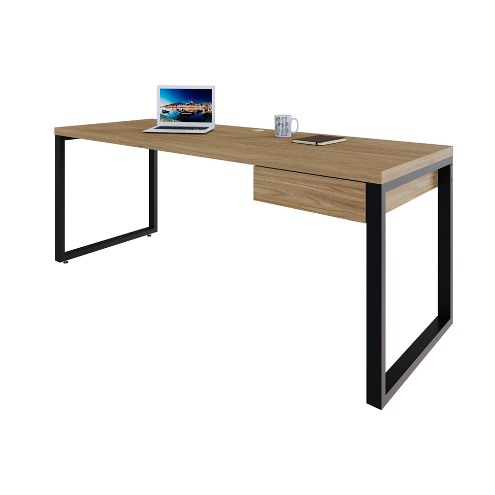 Mesa de Escritório Retangular Miguel 1 GV Vermont e Preta 190 cm