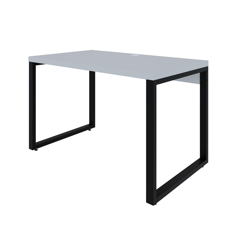 Mesa de Escritório Retangular Miguel Branca e Preta 120 cm