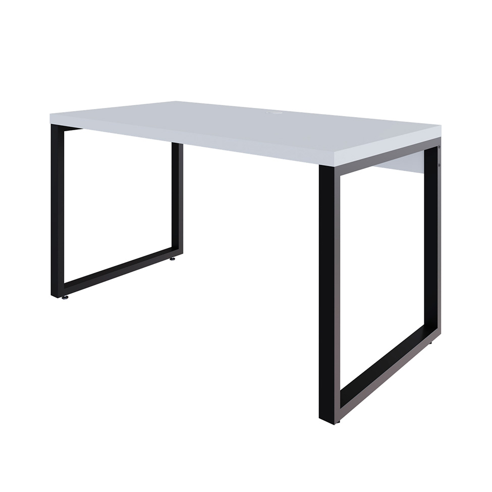 Mesa de Escritório Retangular Miguel Branca e Preta 135 cm