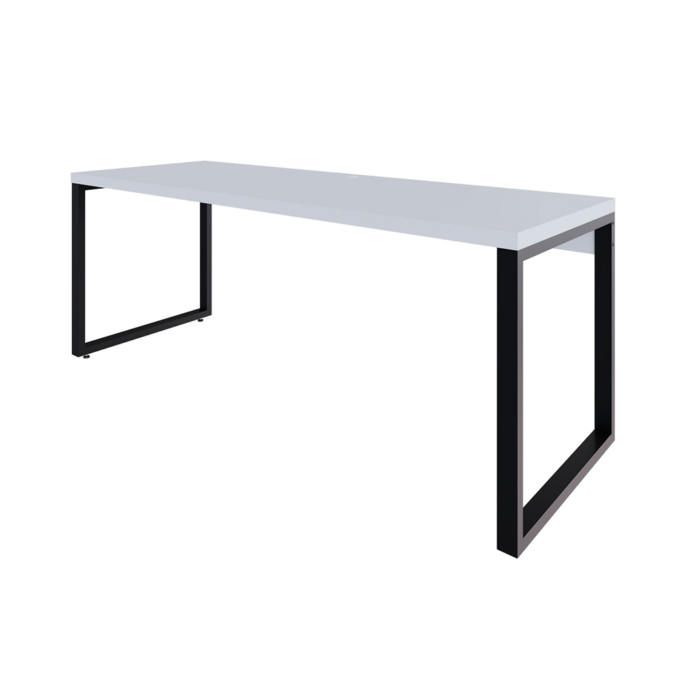 Mesa de Escritório Retangular Miguel Branca e Preta 190 cm