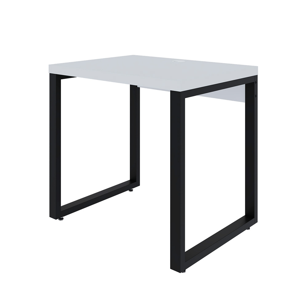 Mesa de Escritório Retangular Miguel Branca e Preta 80 cm