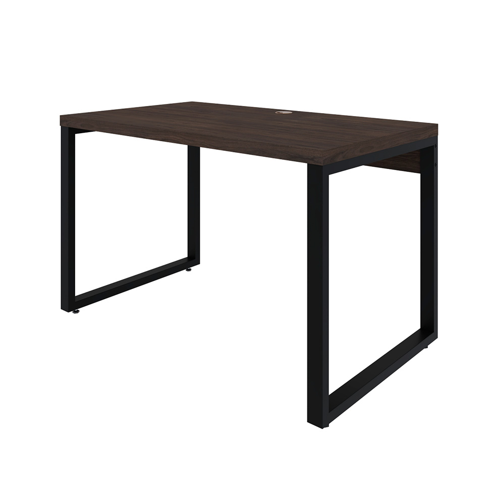 Mesa de Escritório Retangular Miguel Marrom Escuro e Preta 120 cm