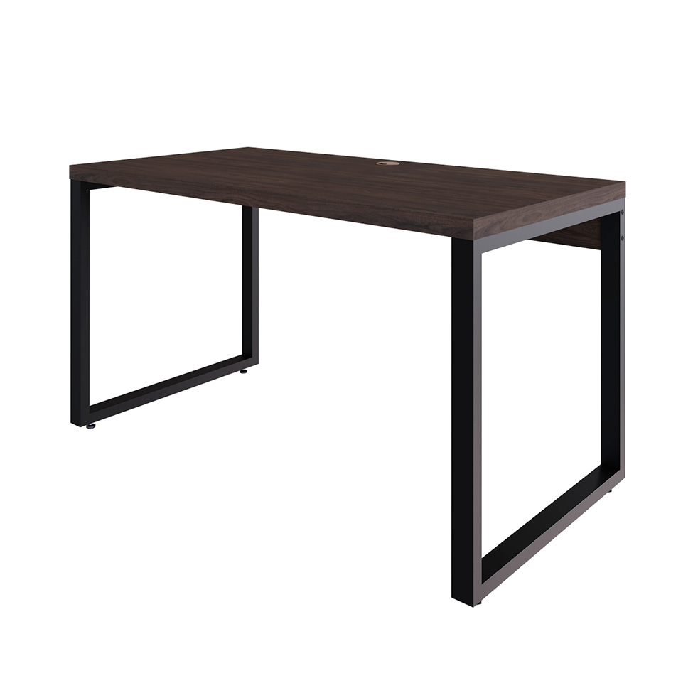 Mesa de Escritório Retangular Miguel Marrom Escuro e Preta 135 cm