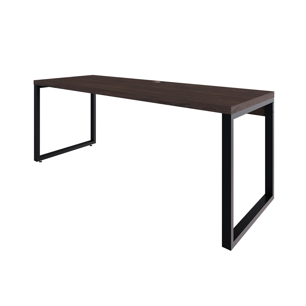 Mesa de Escritório Retangular Miguel Marrom Escuro e Preta 190 cm