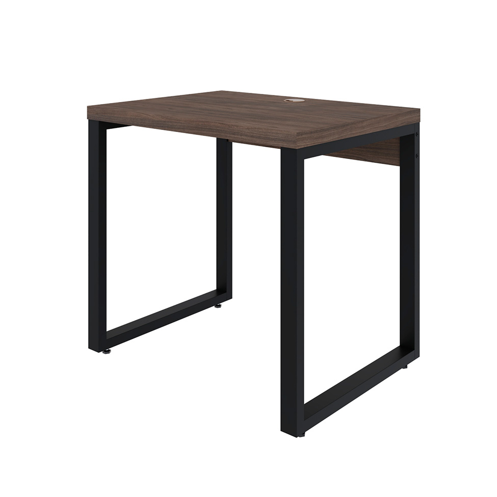 Mesa de Escritório Retangular Miguel Marrom Escuro e Preta 80 cm