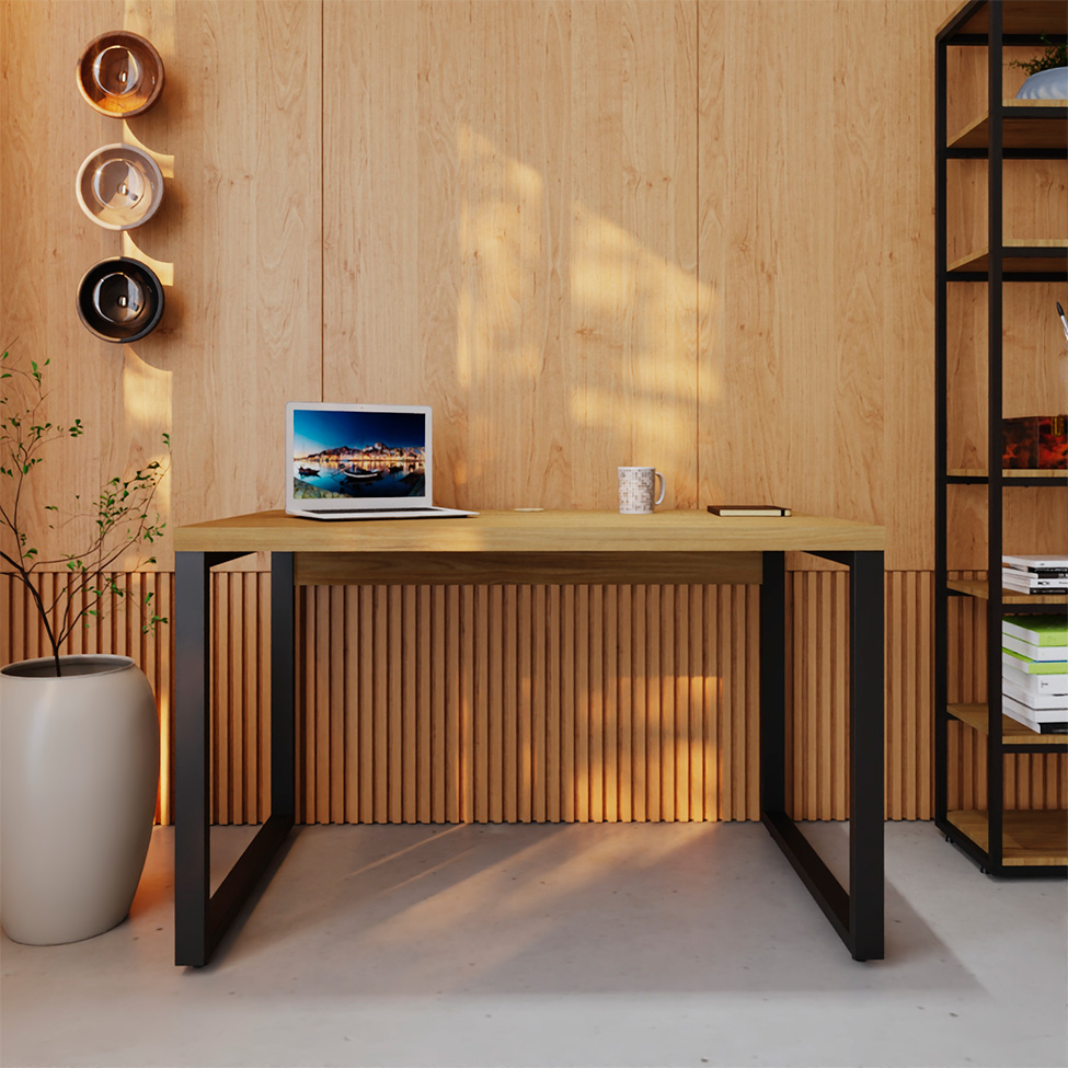 Mesa de Escritório Retangular Miguel Vermont e Preta 120 cm