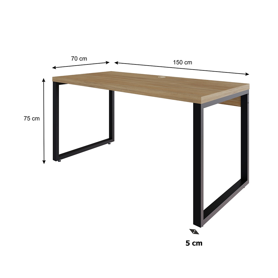 Mesa de Escritório Retangular Miguel Vermont e Preta 150 cm