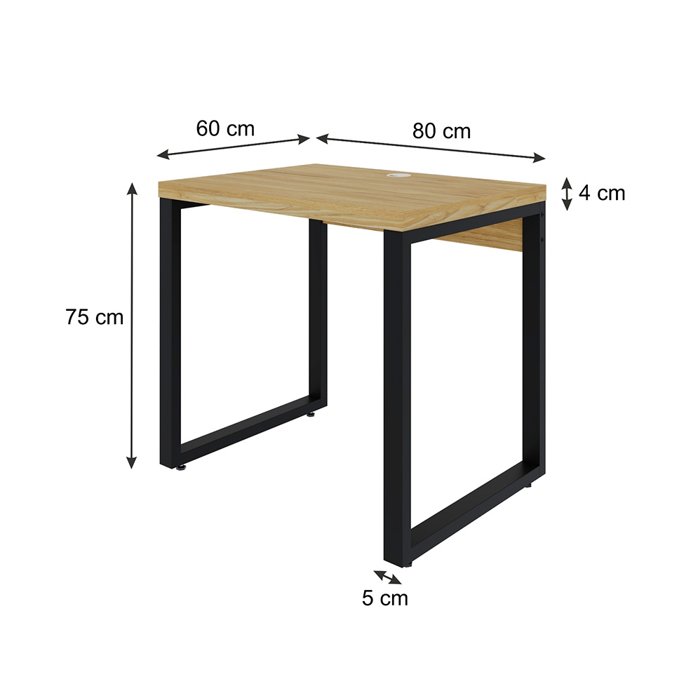 Mesa de Escritório Retangular Miguel Vermont e Preta 80 cm
