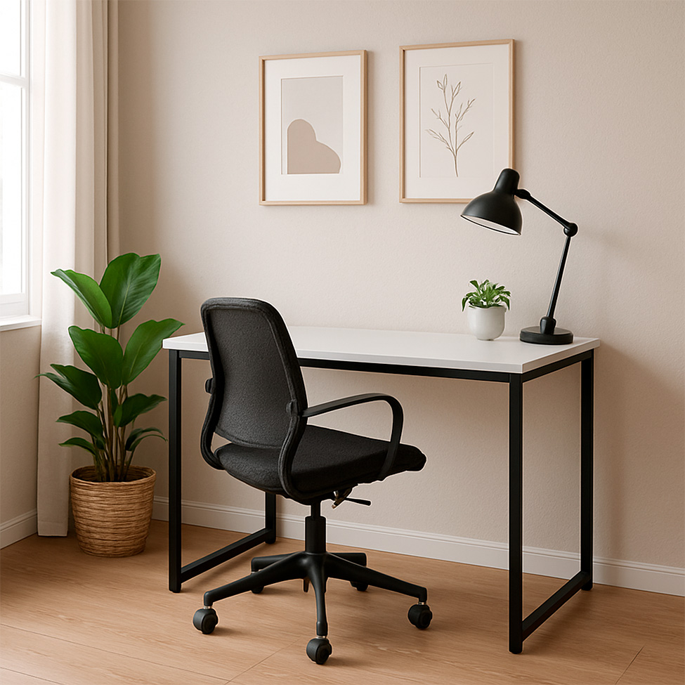 Mesa de Escritório Vick Branca e Preta 120 cm