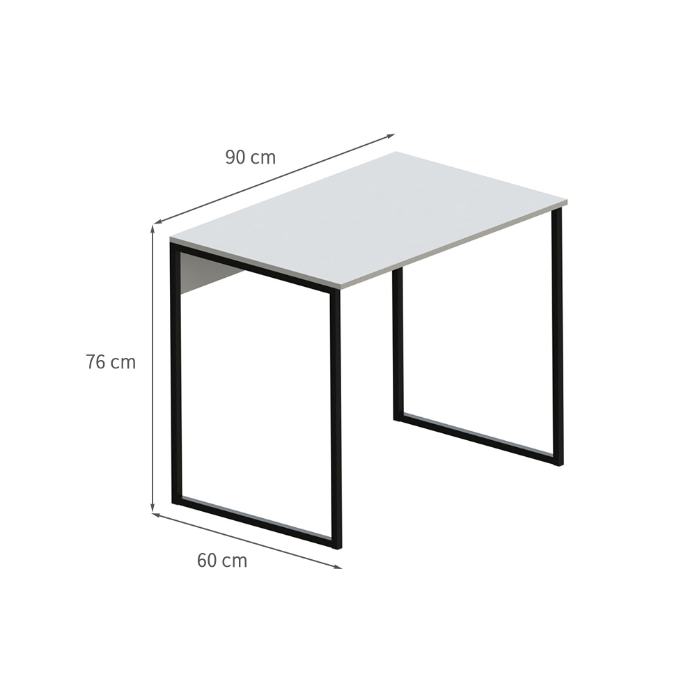 Mesa de Escritório Vick Branca e Preta 90 cm