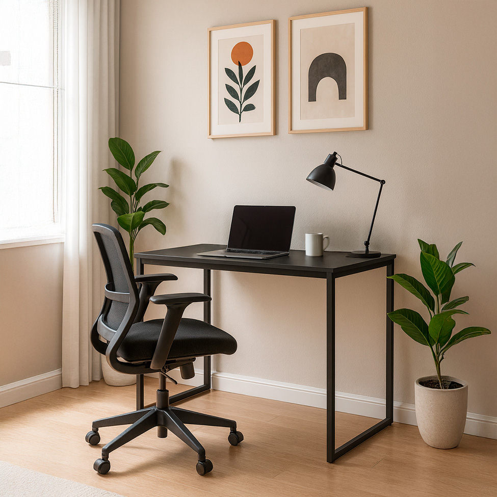 Mesa de Escritório Vick Preta 90 cm