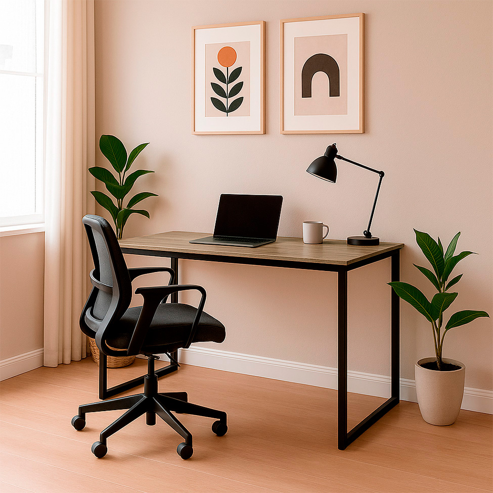 Mesa de Escritório Workspace Mel e Preta 120 cm