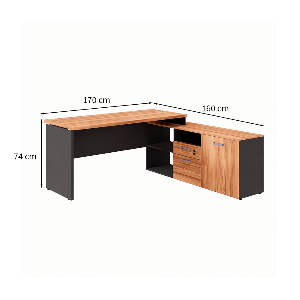 Mesa de Escritório Yaris 1 PT 2 GV Nogal Sevilha e Preta