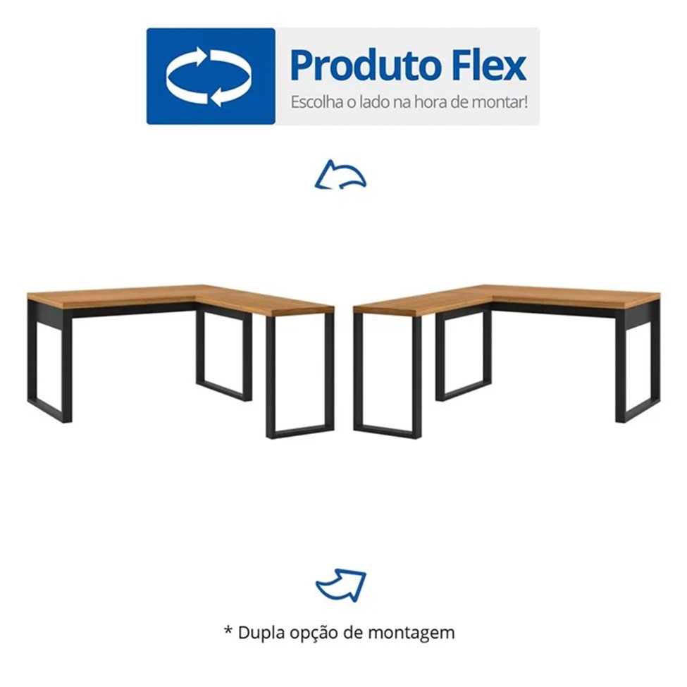 Mesa de Escritório em L Anah Freijó e Preta