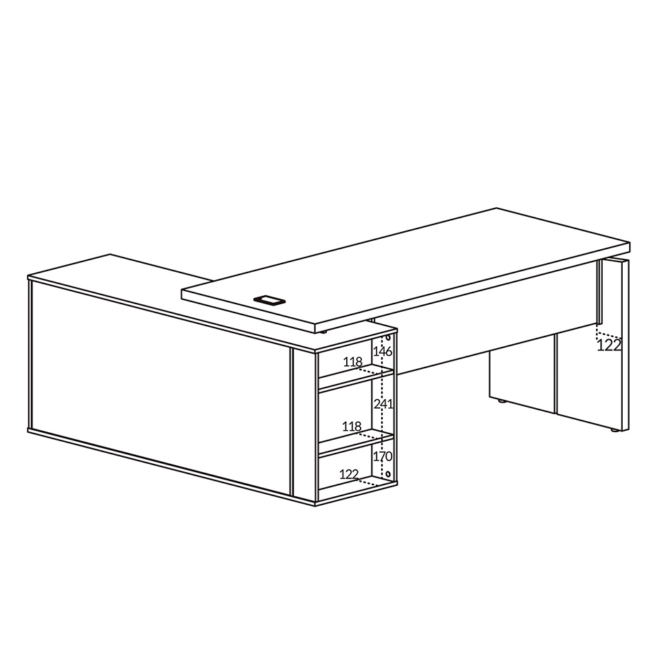 Mesa de Escritório em L Connect II 1 PT Freijó e Branca