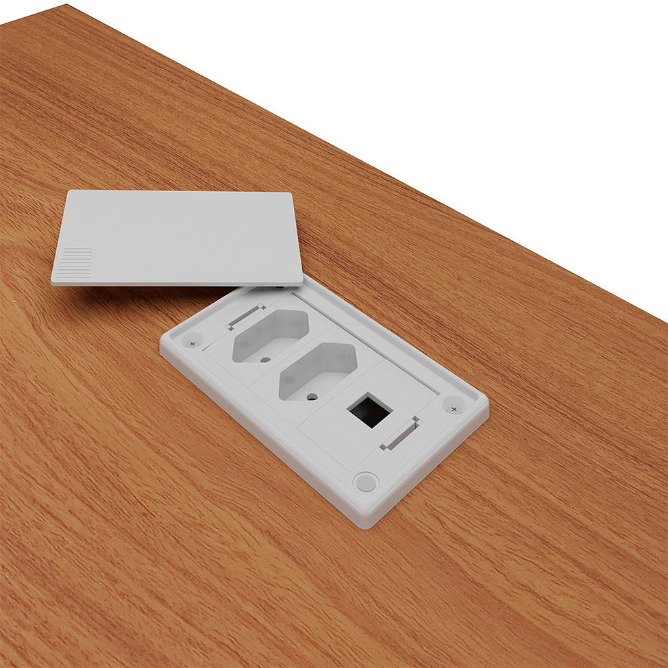 Mesa de Escritório em L Connect II 1 PT Freijó e Branca