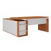 Mesa de Escritório em L Connect II 1 PT Freijó e Branca