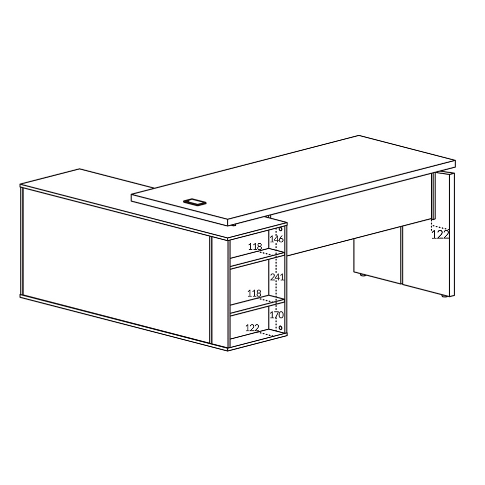 Mesa de Escritório em L Connect II 1 PT Nogal e Preta