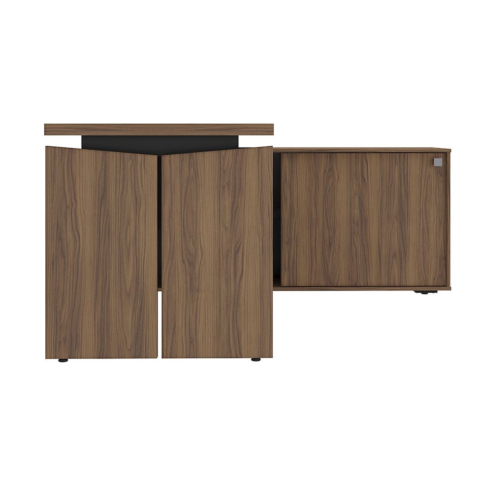 Mesa de Escritório em L Connect II 1 PT Nogal e Preta